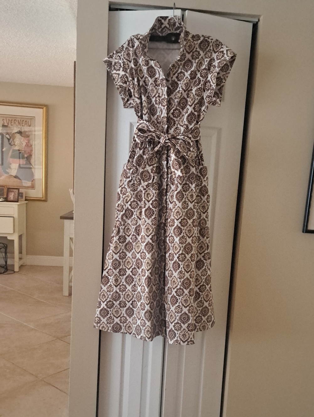 Julia Amory Betty Medallion Multicolor Patterned Belted Shirt Dress SzS LNWOT